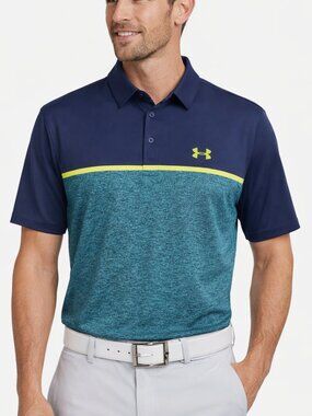UNDER ARMOUR Playoff Golf Polo 2.0 SS Shirt Athletic Heathered Teal Men's XXL